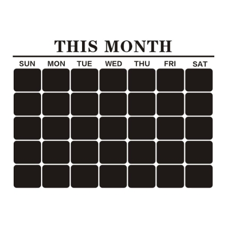 Kalender wallsticker tavle til kridt. ’This month’ kalender med Ugedage. 57x80cm Smart Kalender wallsticker til kridt. ’This month’ kalender.