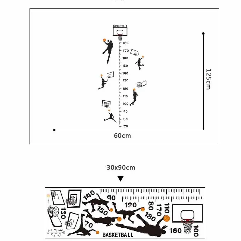 Sej basket målebånds wallsticker. Fem basket scoringer - i højden fra 70-180cm. Sej basket målebånds wallsticker. Fem basket scoringer - i højden fra 70-180cm. - Image 7
