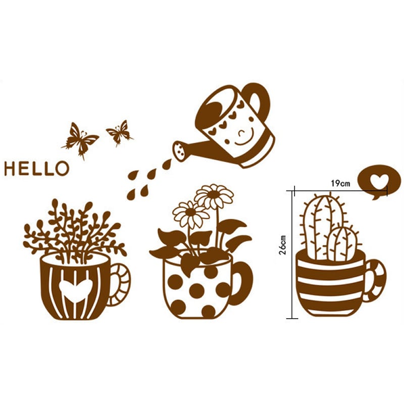 Blomster wallsticker. Hyggelig wallsticker med blomster, krukker og en vandkande. Sød Blomster wallsticker. Blomster, krukker og en vandkande.