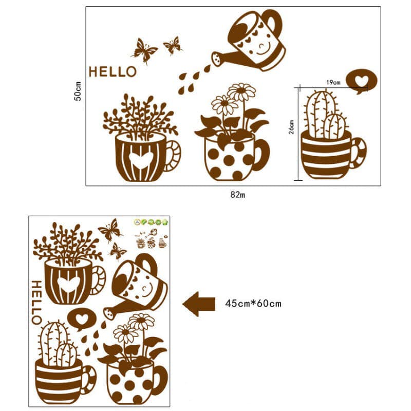 Blomster wallsticker. Hyggelig wallsticker med blomster, krukker og en vandkande. Blomster wallsticker. Hyggelig wallsticker med blomster, krukker og en vandkande. - Image 9