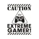 Sej Gamer wallsticker. Caution - Extreme Gamer! 54x42cm.