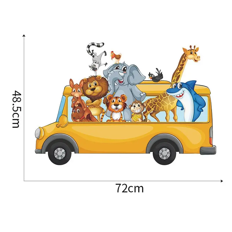 Dyrebus wallsticker i flotte farver. Wallsticker med søde dyr i en bus. Dyrebus wallsticker i flotte farver. Wallsticker med søde dyr i en bus. - Image 7