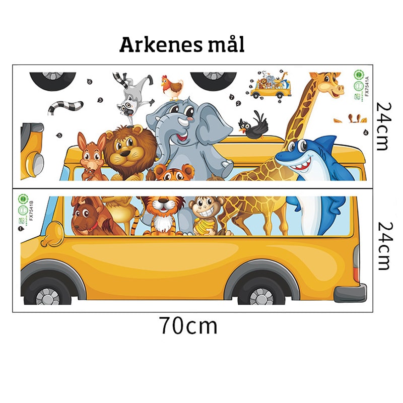 Dyrebus wallsticker i flotte farver. Wallsticker med søde dyr i en bus. Dyrebus wallsticker i flotte farver. Wallsticker med søde dyr i en bus. - Image 8