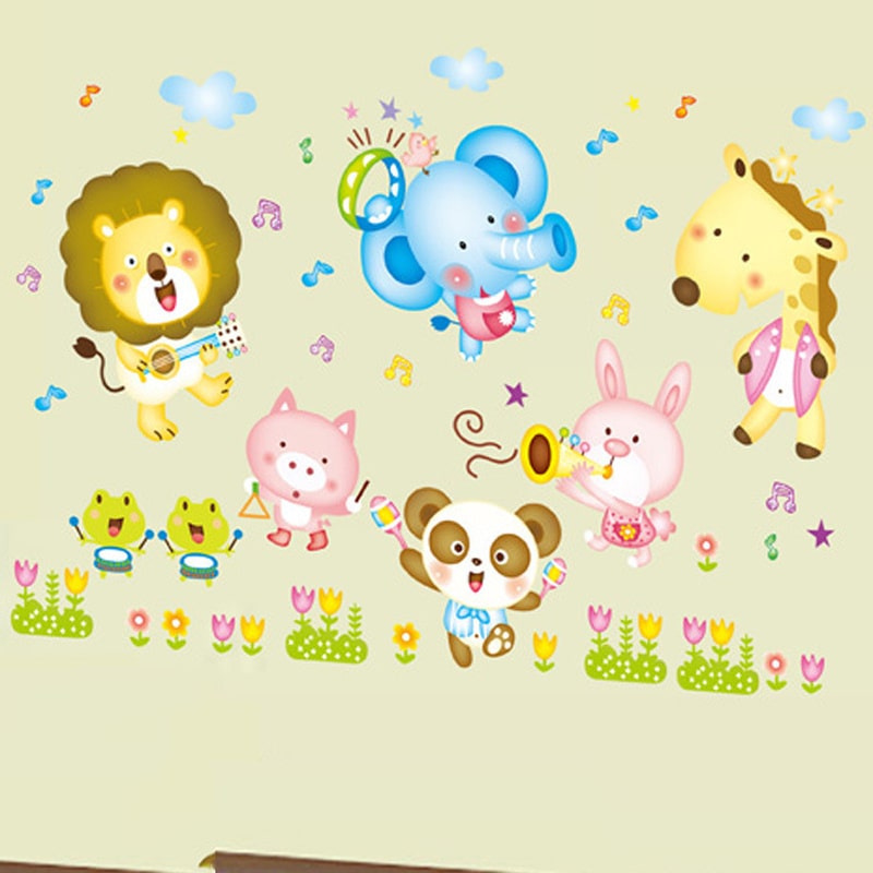 Dyrewallsticker til børneværelset. Elefant, Giraf, Løve mm spiller musik. Dyrewallsticker til børneværelset. Elefant, Giraf, Løve mm spiller musik. - Image 2