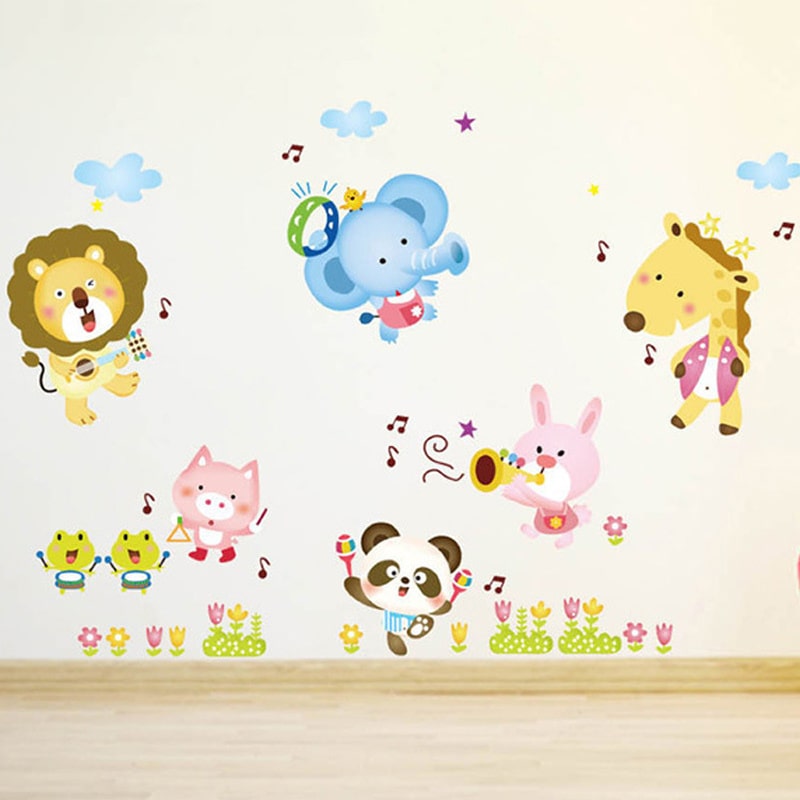 Dyrewallsticker til børneværelset. Elefant, Giraf, Løve mm spiller musik. Dyrewallsticker til børneværelset. Elefant, Giraf, Løve mm spiller musik. - Image 3