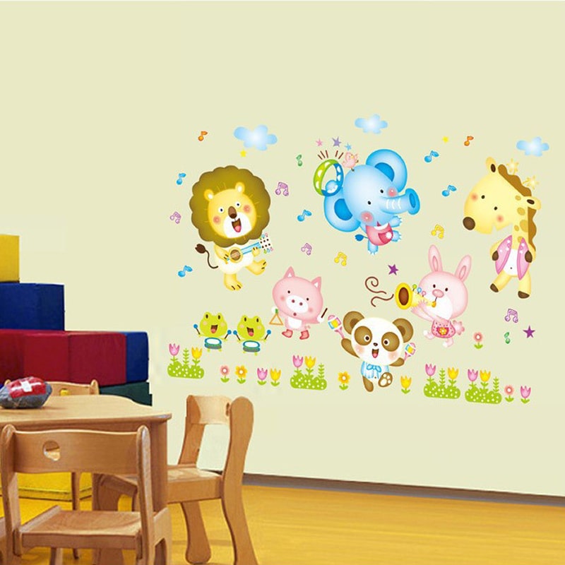 Dyrewallsticker til børneværelset. Elefant, Giraf, Løve mm spiller musik. Dyrewallsticker til børneværelset. Elefant, Giraf, Løve mm spiller musik. - Image 4