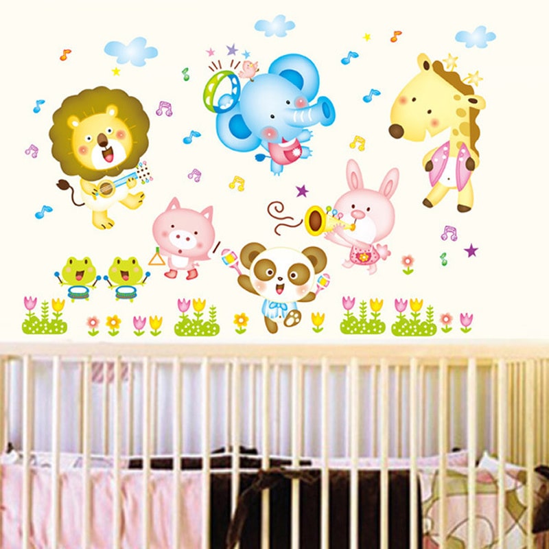 Dyrewallsticker til børneværelset. Elefant, Giraf, Løve mm spiller musik. Dyrewallsticker til børneværelset. Elefant, Giraf, Løve mm spiller musik. - Image 5