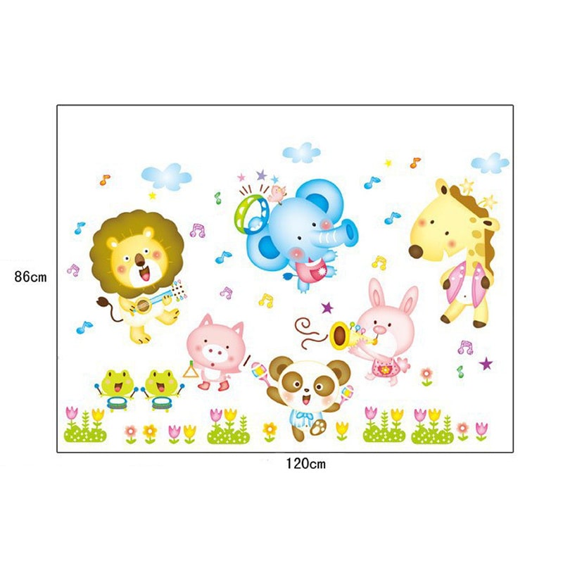 Dyrewallsticker til børneværelset. Elefant, Giraf, Løve mm spiller musik. Dyrewallsticker til børneværelset. Elefant, Giraf, Løve mm spiller musik. - Image 6