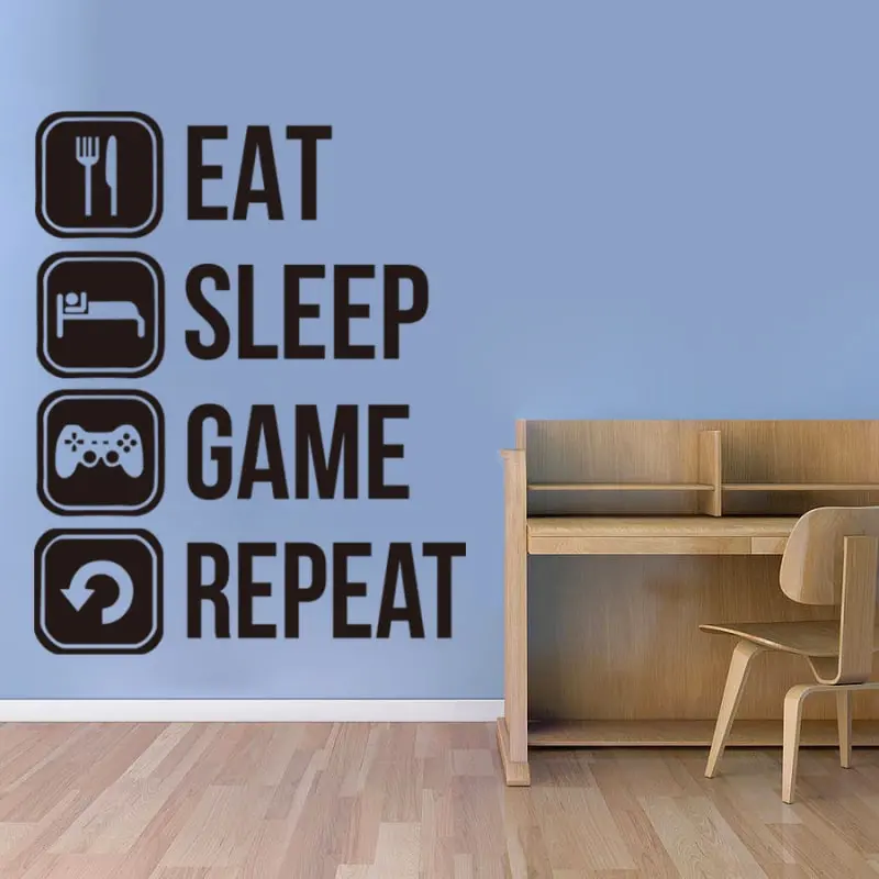 Gamer wallsticker. EAT, SLEEP, GAME, REPEAT. 73x58cm. Gamer wallsticker. EAT, SLEEP, GAME, REPEAT. 73x58cm. - Image 3