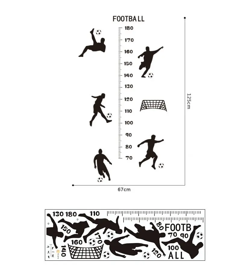 Sej fodbold målebånds wallsticker. Højdemåler der måler højden fra 70-180cm. Sej fodbold målebånds wallsticker. Højdemåler der måler højden fra 70-180cm. - Image 8