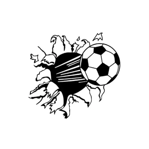 Sej Fodbold wallsticker. Fodbold der flyver igennem væggen.