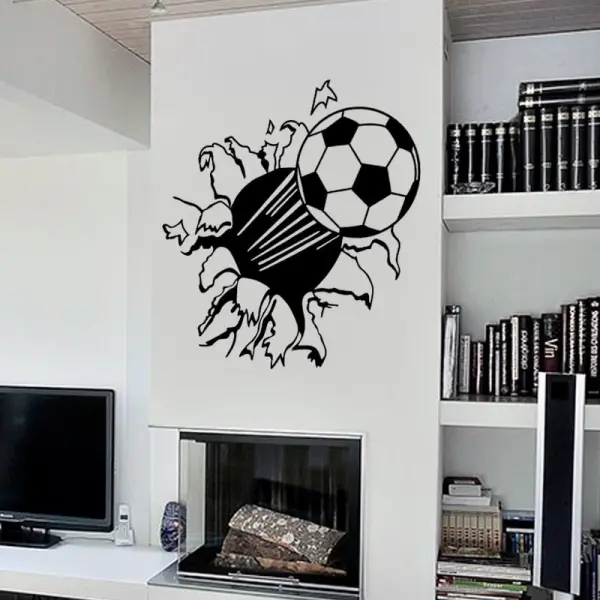 Fodbold wallsticker. Fodbold der flyver igennem væggen. 48x45cm. - Image 3