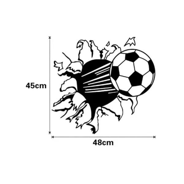 Fodbold wallsticker. Fodbold der flyver igennem væggen. 48x45cm. - Image 5