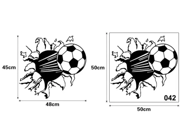Fodbold wallsticker. Fodbold der flyver igennem væggen. 48x45cm. - Image 6