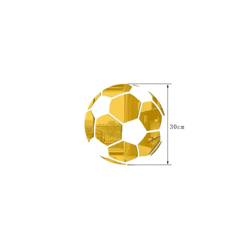 Fodbold spejl. Selvklæbende akryl spejl klistermærker. 3D design. Gold. 30cm. Fodbold spejl. Selvklæbende akryl spejl klistermærker. 3D design. Gold. 30cm. - Image 2