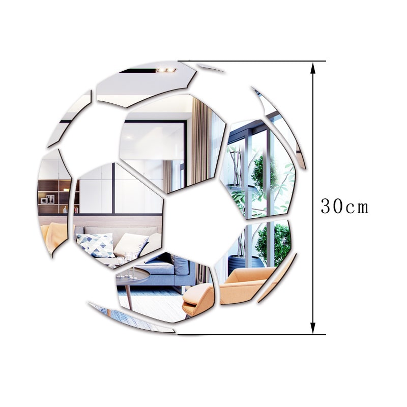 Fodbold spejl. Selvklæbende akryl spejl klistermærker. 3D design. Silver. 15cm. Fodbold spejl. Selvklæbende akryl spejl klistermærker. 3D design. Silver. 15cm. - Image 3