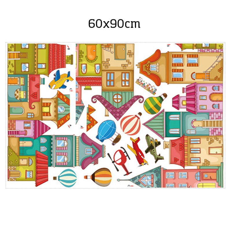 Farverig wallsticker med en flot hyggelig by med huse, luftballoner, flyvere mm Farverig wallsticker med en flot hyggelig by med huse, luftballoner, flyvere mm - Image 6