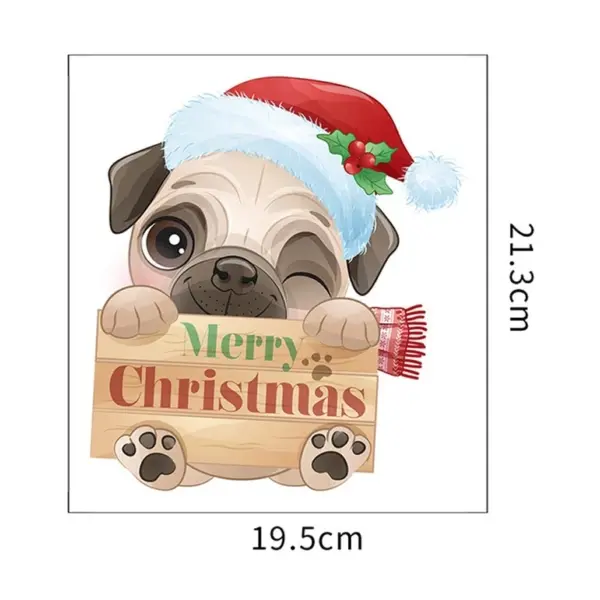 Sød og flot jule wallsticker til væg - eller på Toilettet! Hund med skilt. Merry Christmas. - Image 8
