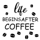 Flot Kaffe Wallsticker - Life Begins After Coffee (40x40cm) Sød og Hyggelig Kaffe Wallsticker - Life Begins After Coffee