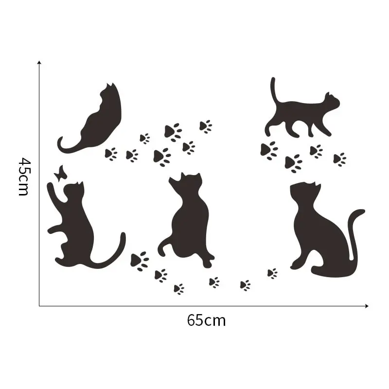 Katte wallsticker. 5 søde katte i silhuet der laver fodspor på din væg. Katte wallsticker. 5 søde katte i silhuet der laver fodspor på din væg. - Image 4