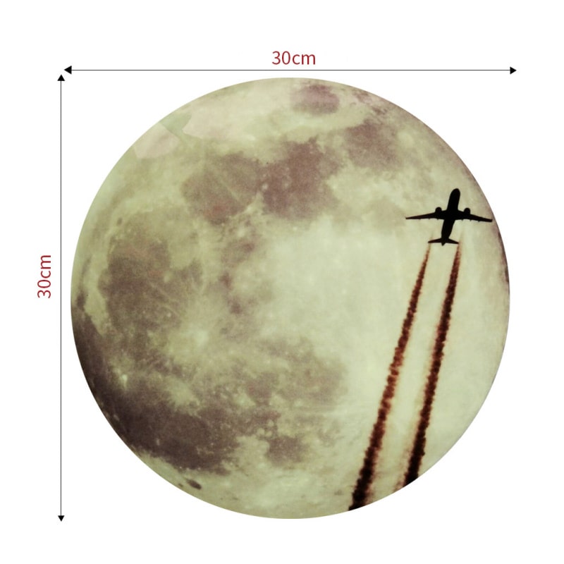 Stor selvlysende måne wallsticker. 30 cm. Flyvemaskine. Stor selvlysende måne wallsticker. 30 cm. Flyvemaskine. - Image 2