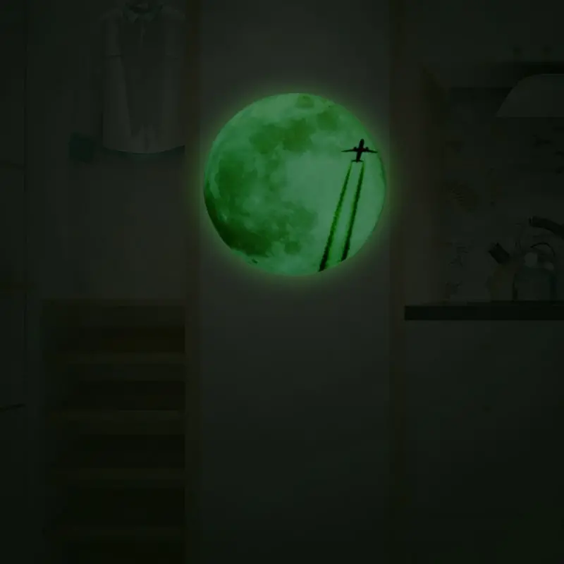 Stor selvlysende måne wallsticker. 30 cm. Flyvemaskine. Stor selvlysende måne wallsticker. 30 cm. Flyvemaskine. - Image 3