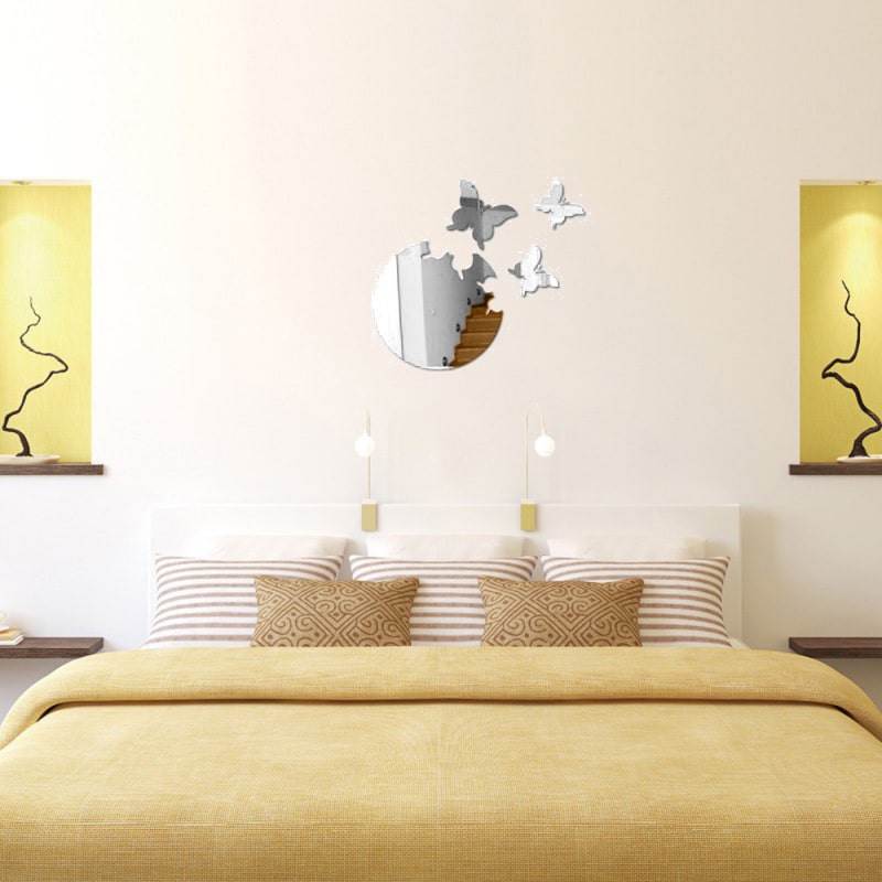 Spejl med sommerfugle der har løsrevet sig. Selvklæbende spejl klistermærker. Silver. Spejl med sommerfugle der har løsrevet sig. Selvklæbende spejl klistermærker. Silver. - Image 5