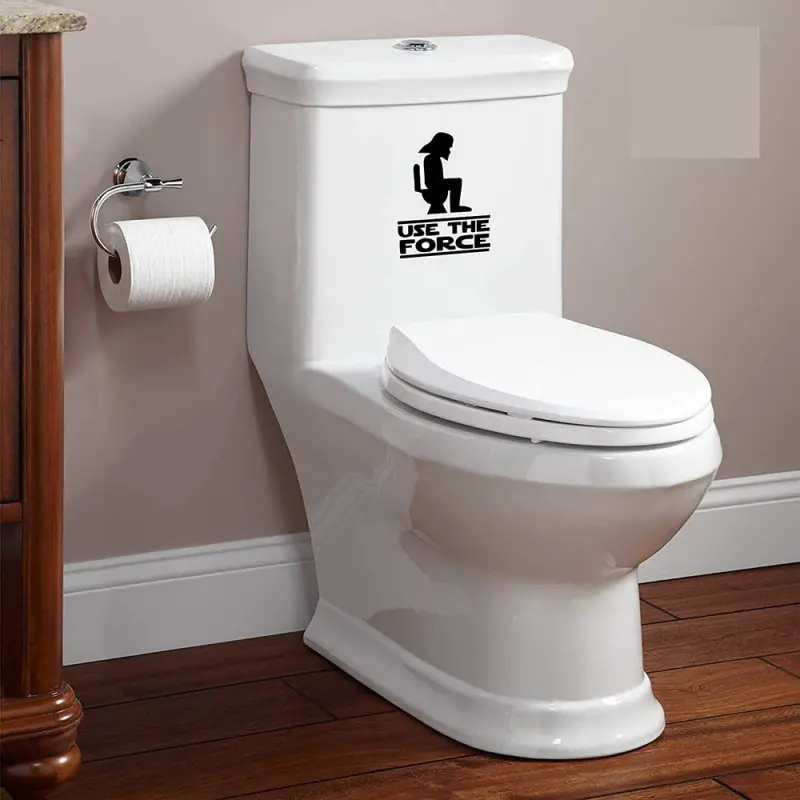 Sjovt Toilet skilt. Toilet wallsticker med Star Wars referencer. Use The Force. Sjovt Toilet skilt. Toilet wallsticker med Star Wars referencer. Use The Force. - Billede 3