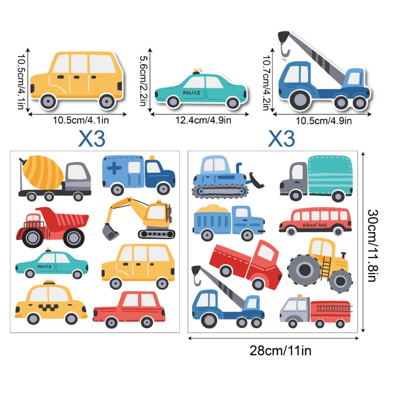 Transportmiddel wallsticker med Biler, Politibiler, Ambulancer, Brandbiler, Traktorer, Lastbiler mm (48 stk) Transportmiddel wallsticker med Biler, Politibiler, Ambulancer, Brandbiler, Traktorer, Lastbiler mm (48 stk) - Image 3