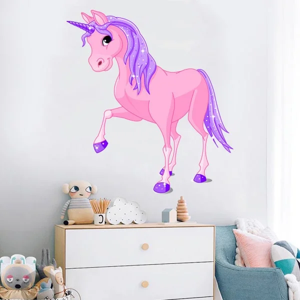 Flot Enhjørning Wallsticker med en sød lyserød enhjørning. Flot Enhjørning Wallsticker med en sød lyserød enhjørning. - Image 2