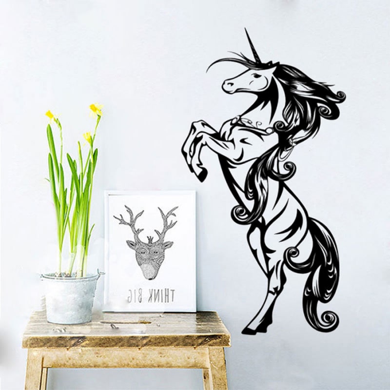 Enhjørning Wallsticker. Stor Stejlende Enhjørning. Sort. 97x55cm Enhjørning Wallsticker. Stor Stejlende Enhjørning. Sort. 97x55cm - Image 2