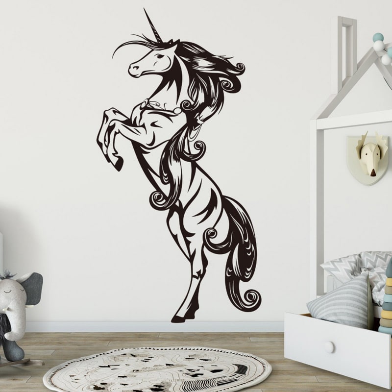 Enhjørning Wallsticker. Stor Stejlende Enhjørning. Sort. 97x55cm Enhjørning Wallsticker. Stor Stejlende Enhjørning. Sort. 97x55cm - Image 4