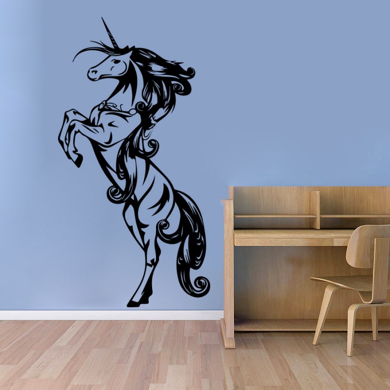 Enhjørning Wallsticker. Stor Stejlende Enhjørning. Sort. 97x55cm Enhjørning Wallsticker. Stor Stejlende Enhjørning. Sort. 97x55cm - Image 3