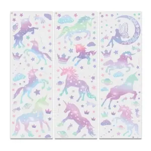 Flot enhjørning wallsticker. 11 farverige enhjørninger mm