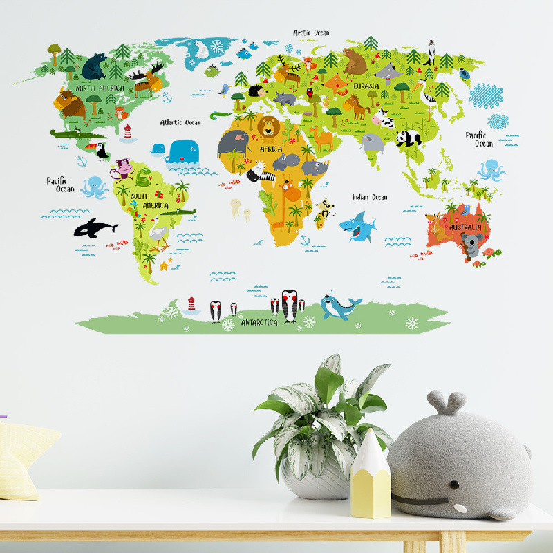 Farverig Verdenskort wallsticker. Flot verdenskort for børn Farverig Verdenskort wallsticker. Flot verdenskort for børn - Image 3