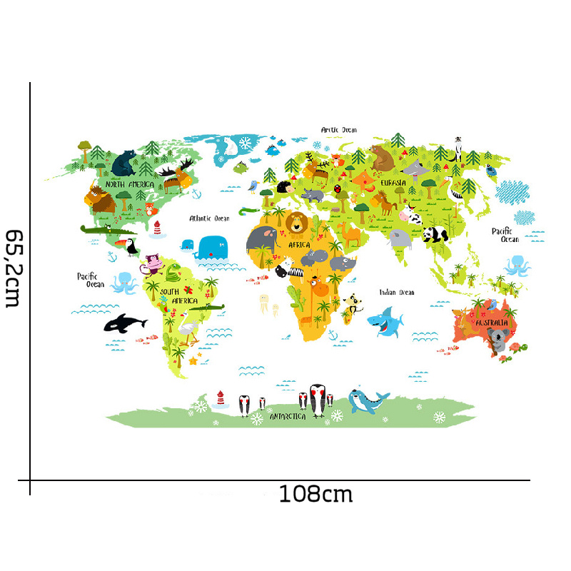 Farverig Verdenskort wallsticker. Flot verdenskort for børn Farverig Verdenskort wallsticker. Flot verdenskort for børn - Image 7
