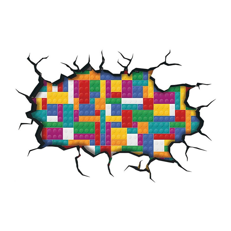 Hul i væggen wallsticker. Wallsticker med Legoklodser Hul i væggen wallsticker. Wallsticker med Legoklodser