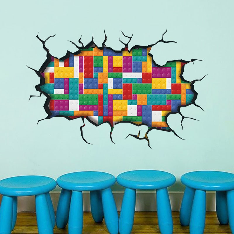 Hul i væggen wallsticker. Wallsticker med Legoklodser Hul i væggen wallsticker. Wallsticker med Legoklodser - Image 2