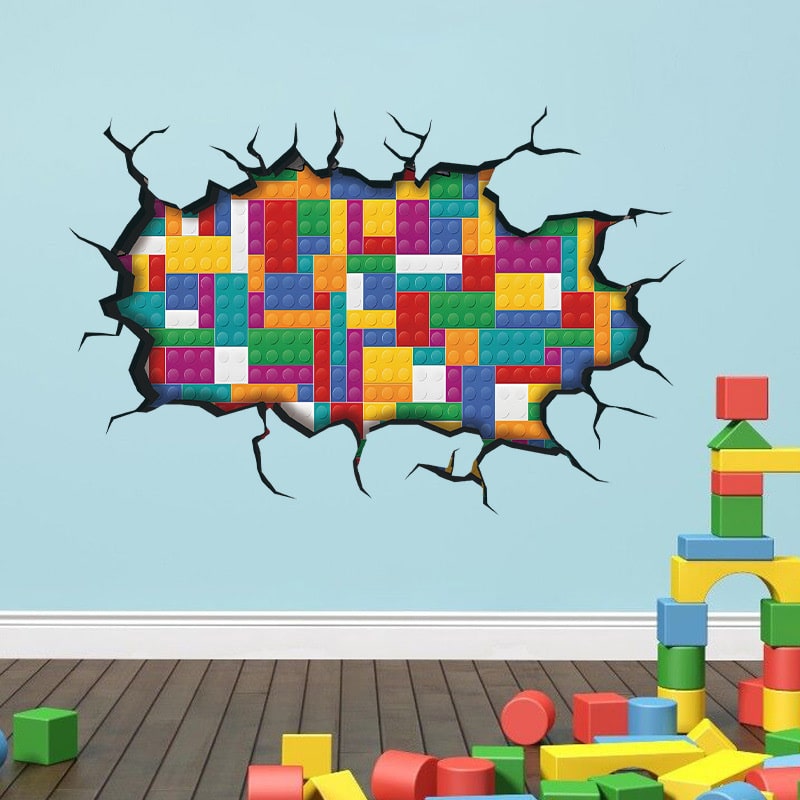 Hul i væggen wallsticker. Wallsticker med Legoklodser Hul i væggen wallsticker. Wallsticker med Legoklodser - Image 4