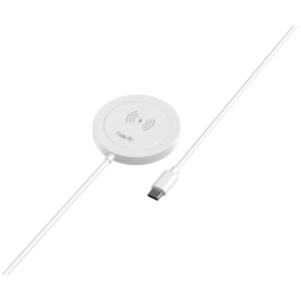 Havit W68A Trådløs MagSafe Qi Oplader. Fed wireless Magsafe charger. 15W. Hvid.