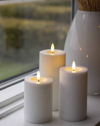LED Bloklys med 3D Flamme – 3 Pak inkl. Fjernbetjening -Hvid LED Bloklys med 3D Flamme – 3 Pak inkl. Fjernbetjening -Hvid - Billede 2