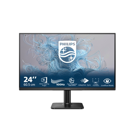 Philips 1000 series 24E2N1100LB/00 computerskærm 60,5 cm (23.8") 1920 x 1080 pixel Fuld HD LCD Sort Mobil, PC og tablet tilbehør