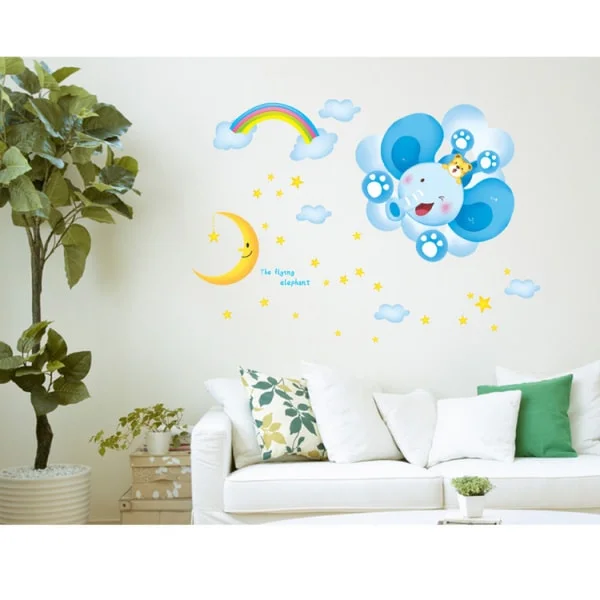 Wallsticker med en sød flyvende elefant. 60x90cm. Wallsticker med en sød flyvende elefant. 60x90cm. - Image 4