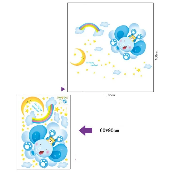 Wallsticker med en sød flyvende elefant. 60x90cm. Wallsticker med en sød flyvende elefant. 60x90cm. - Image 5