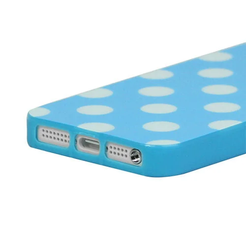 Dots gummi cover til iPhone 5/5S/SE. Blå/hvid. Dots gummi cover til iPhone 5/5S/SE. Blå/hvid. - Billede 6