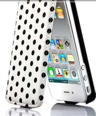 Dots Leather case med magnet flip til iPhone 4/4S. Hvid. Dots Leather case med magnet flip til iPhone 4/4S. Hvid. - Image 4