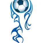 Flot fodbold wallsticker. Flyvende fodbold i flammer. 95x43cm. Mobil, PC og tablet tilbehør