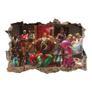 Fortnite wallsticker. Hul i væggen. Jonesy på tronen. Mobil, PC og tablet tilbehør