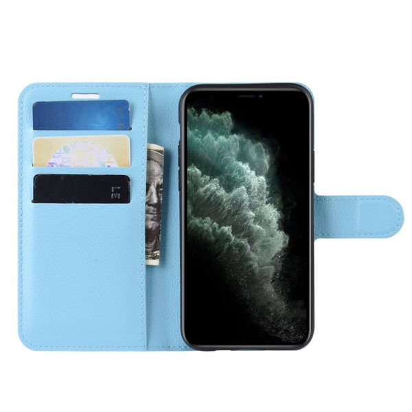 Billede af iPhone 12 / 12 Pro cover & stander med kreditkortholder. Blå.