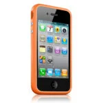 iPhone 4/4S hård gummi bumper. Orange. Mobil, PC og tablet tilbehør